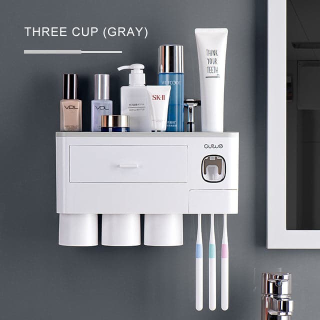automatic toothpaste dispenser set - 3 cup Gray Color