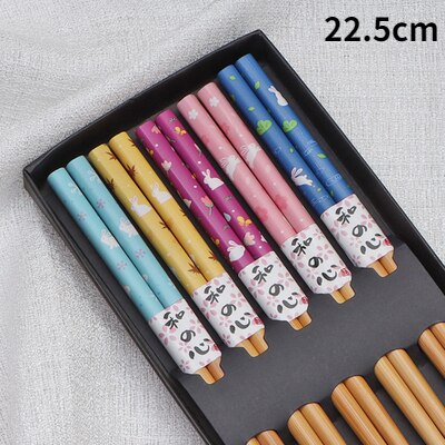 5Pairs Handmade Natural Bamboo Wood Chopsticks Reusable Sushi Food Stick Gift Tableware Korean Chopsticks Set cute chopsticks