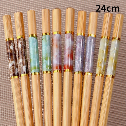 5Pairs Handmade Natural Bamboo Wood Chopsticks Reusable Sushi Food Stick Gift Tableware Korean Chopsticks Set cute chopsticks