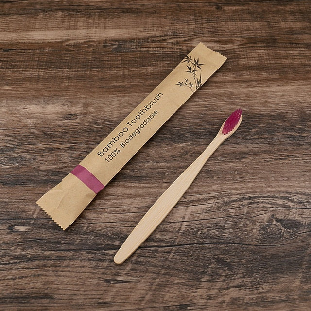 10pcs Eco friendly Bamboo Toothbrush Soft Bristles Biodegradable Plastic-Free Adults Toothbrush Bamboo Handle Brush