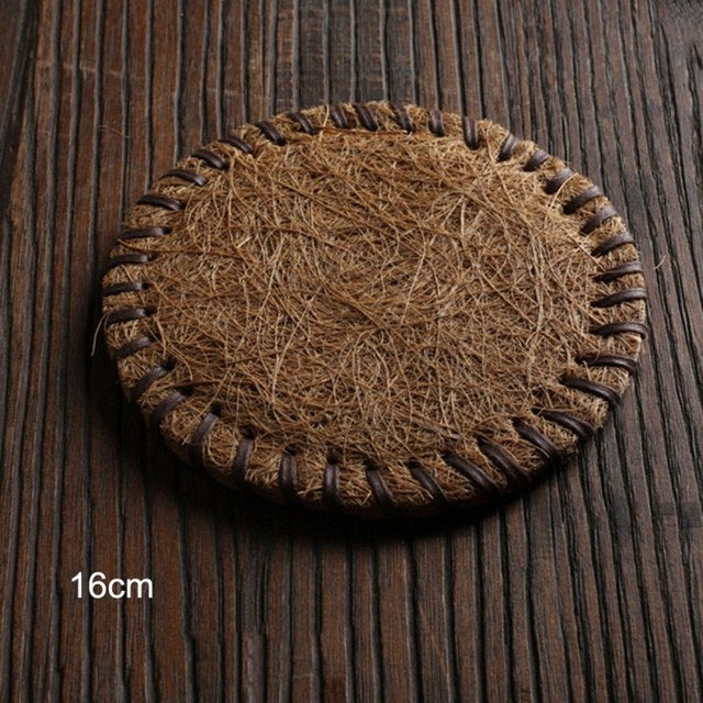 Wood Placemat Coaster Kitchen Table Bowl Mat Durable Hand Woven Insulation Coffee Cup Coaster Tea Ceremony Accessoriess Supplies