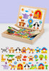 Wooden Multifunction Children Animal Puzzle Writing Magnetic Drawing Board