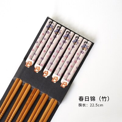 5Pairs Handmade Natural Bamboo Wood Chopsticks Reusable Sushi Food Stick Gift Tableware Korean Chopsticks Set cute chopsticks