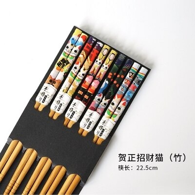 5Pairs Handmade Natural Bamboo Wood Chopsticks Reusable Sushi Food Stick Gift Tableware Korean Chopsticks Set cute chopsticks