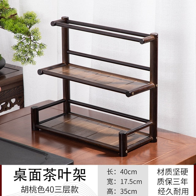 Desktop Bogu Frame Solid Wood Table Tea Set Purple Clay Pot  Frame Display Room Storage Bamboo Trays Decorative Coffee Holder