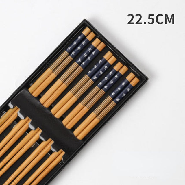 5Pairs Handmade Natural Bamboo Wood Chopsticks Reusable Sushi Food Stick Gift Tableware Korean Chopsticks Set cute chopsticks