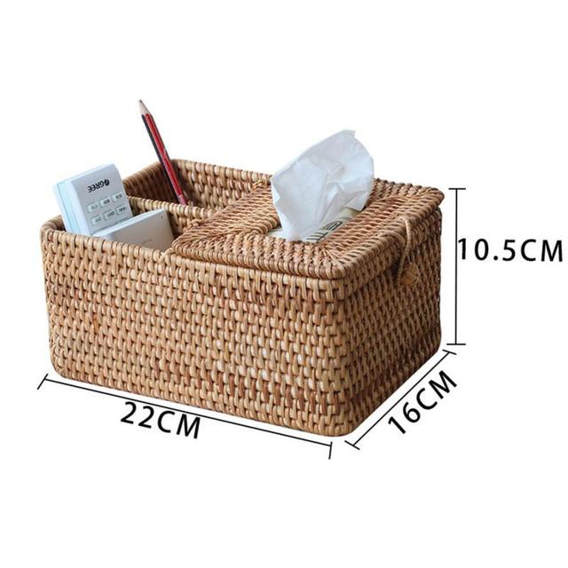 Roll Paper Tray Rattan Straw Tissue Box Car Living Room Storage Box Napkin Holder Box Multi-functiona Hand Woven Tissue Box