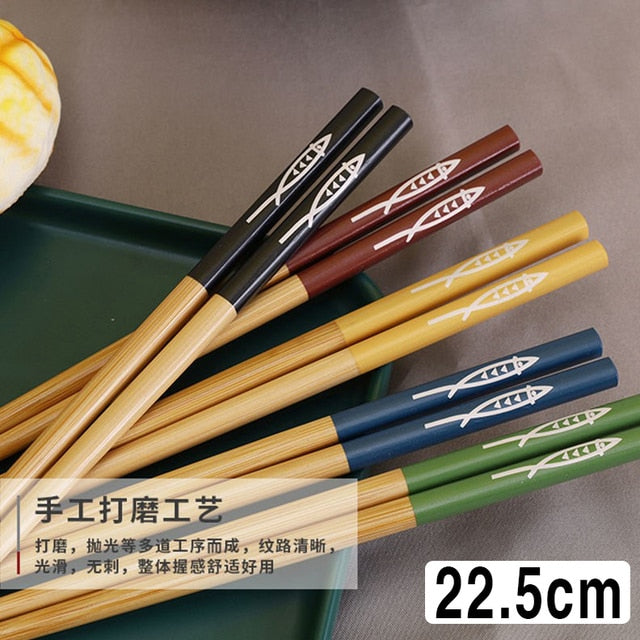 5Pairs Handmade Natural Bamboo Wood Chopsticks Reusable Sushi Food Stick Gift Tableware Korean Chopsticks Set cute chopsticks