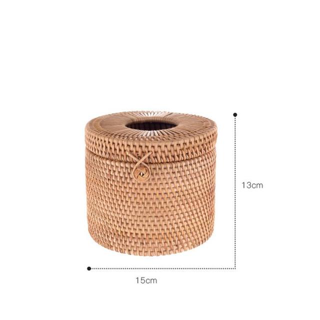 Roll Paper Tray Rattan Straw Tissue Box Car Living Room Storage Box Napkin Holder Box Multi-functiona Hand Woven Tissue Box