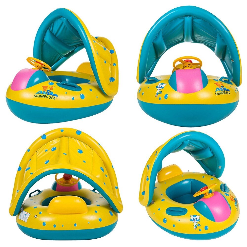 Baby Buoy Beach Accessories Pool Float Ring Inflatable Kids Trainer Infant Swimming Sunshade Swim Child Summer Circle Seat Rings