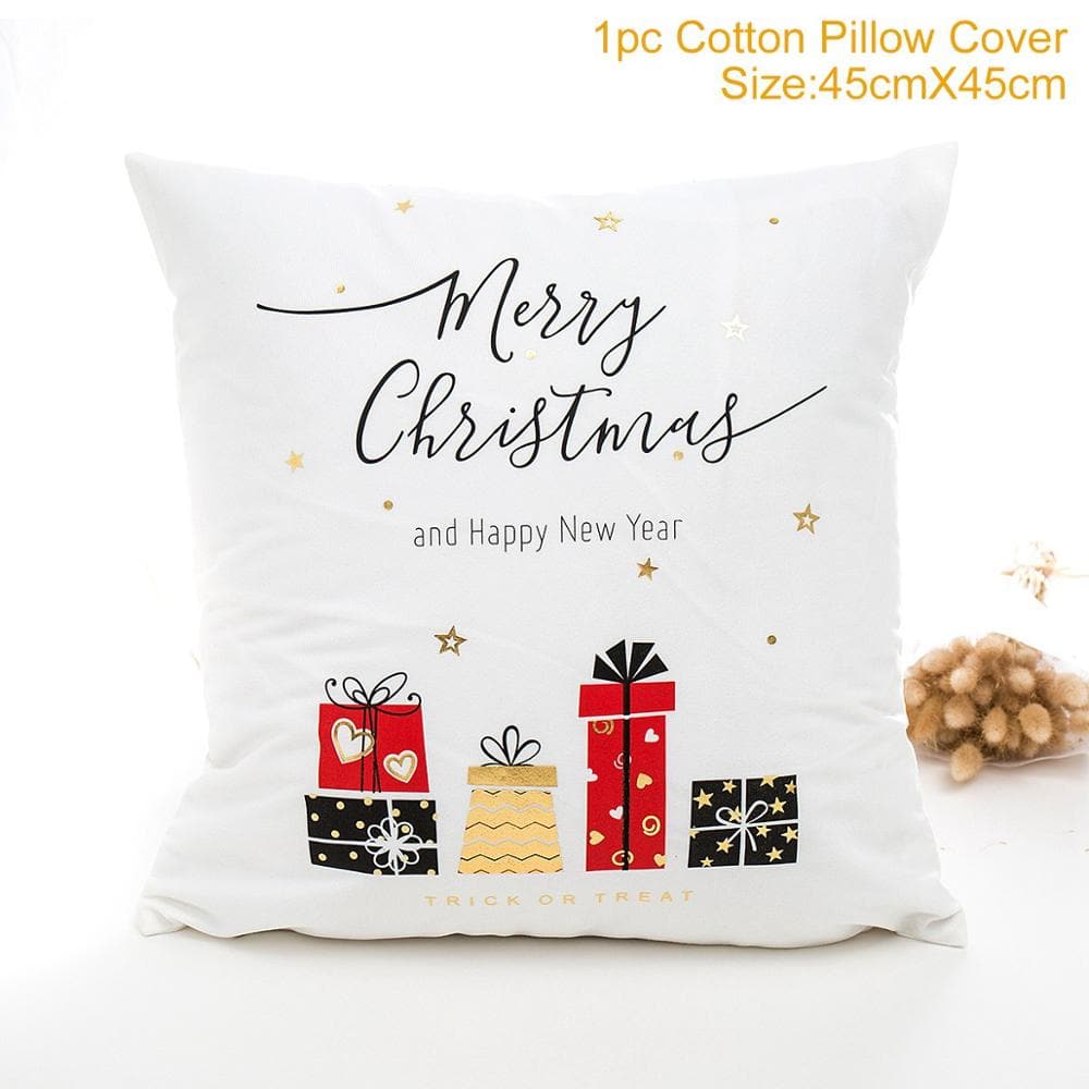 FENGRISE Cotton Linen Merry Christmas Cover Cushion - 45x45cm Size