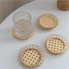 Japanese Style Bamboo Rattan Coaster Woven Saucer Bamboo Handmade Tea Mat Cup Holder Pad Home Decor Serving Tray Kitchen Tools