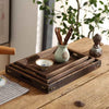 Rustic Wooden Serving Trays with Handle Rectangular Nesting Multipurpose Trays for Tea Coffee Breakfast Table Centerpieces