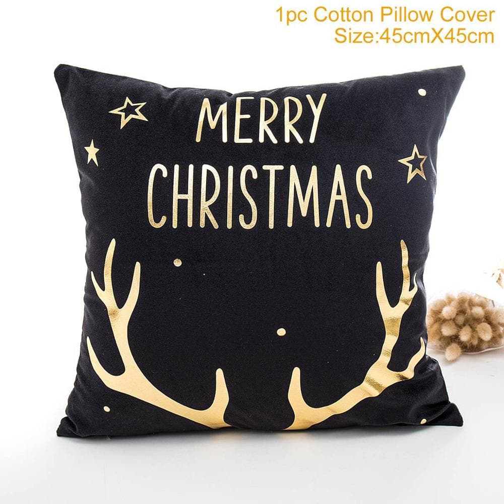 FENGRISE Cotton Linen Merry Christmas Cover Cushion - 45x45cm Size