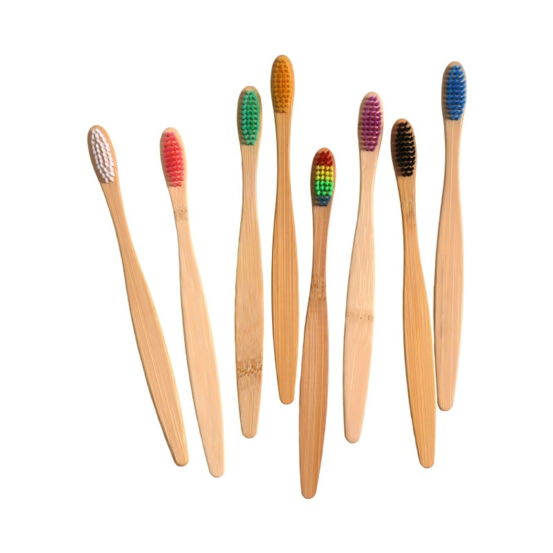 10pcs Eco friendly Bamboo Toothbrush Soft Bristles Biodegradable Plastic-Free Adults Toothbrush Bamboo Handle Brush