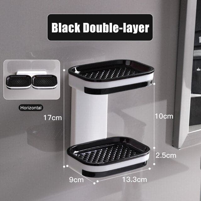 Wall Mounted Stacked Soap holder - Black Color Double Layer