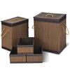 5 PCS Laundry Basket Square Bamboo Hamper Open Box Storage Bin Organizer Basket,Strong and Durable