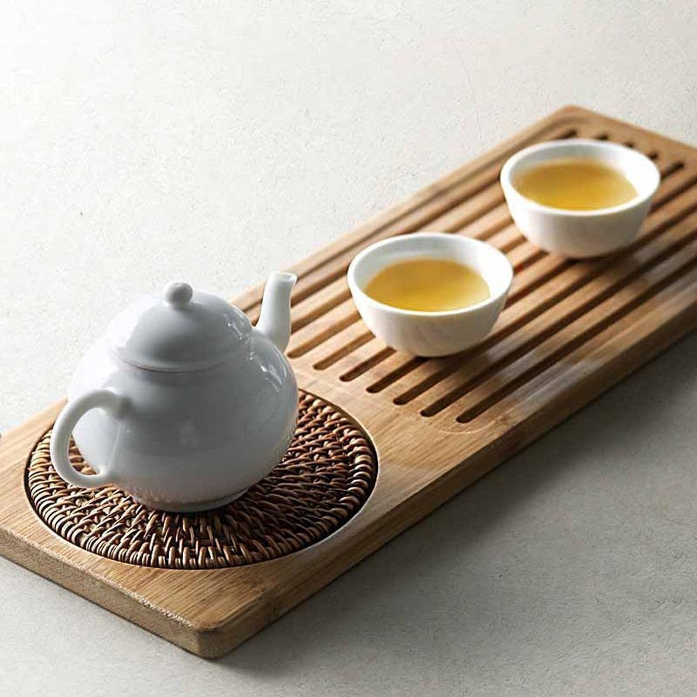 Bamboo Tea Serving Tray Vintage Wooden Partitioned Dish Breakfast Table Cup Plates Board Office Decorative Ceremony Dishes Plate