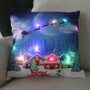 1pc Christmas Cushion Cover 45x45 Led Light Christmas Decorations for Home Santa Claus Printed Christmas Pillow Case
