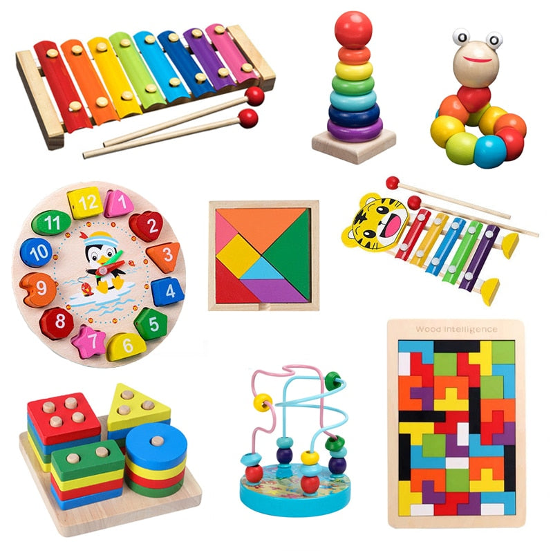  Montessori Wooden Toys Rainbow Blocks for Kids - PapaLiving