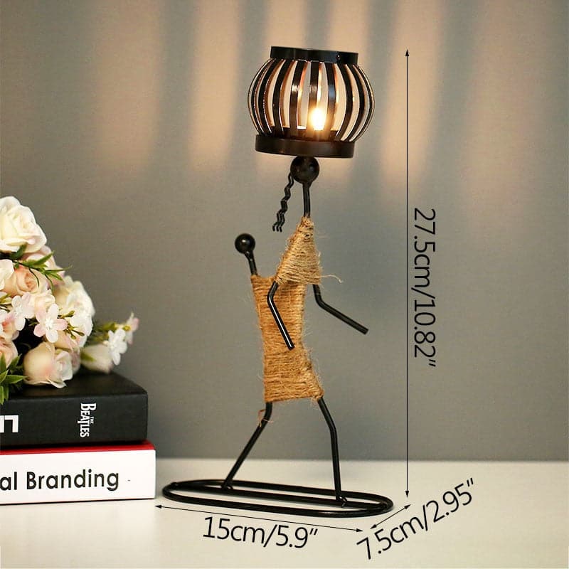 Metal Candlesticks Abstract Character Sculptures Holders - PapaLiving