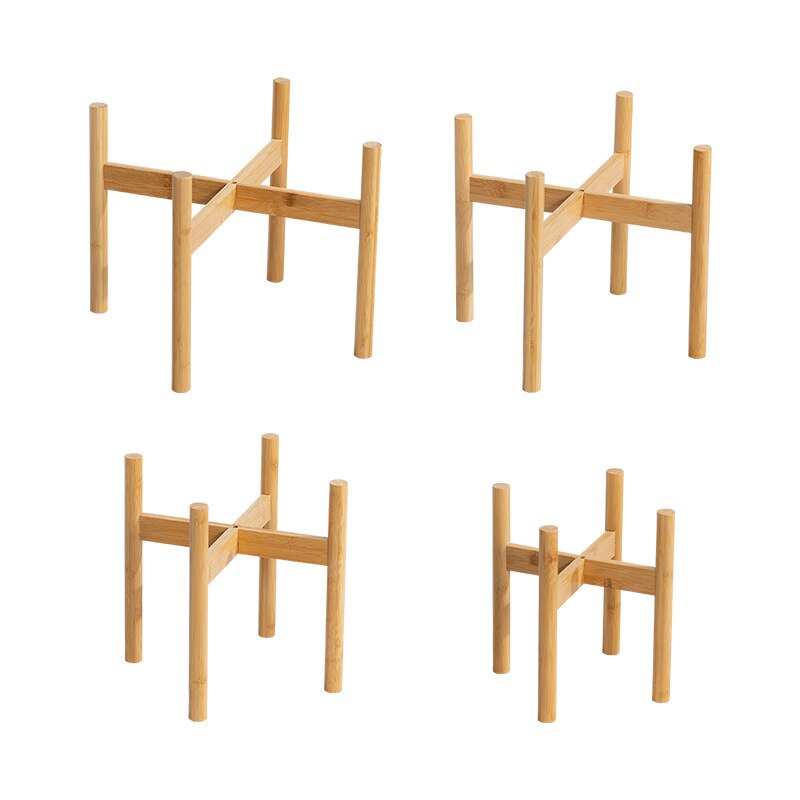 Cross Bamboo Flower Stand Home Balcony Living Room Shelf Floor-to-ceiling Bamboo Flower Pot Small Shelf