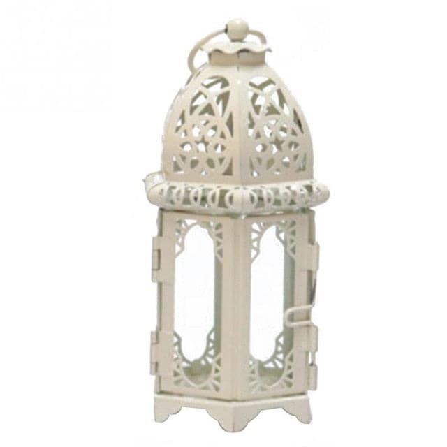 moroccan lantern candle holder - white transparent glass - papaliving