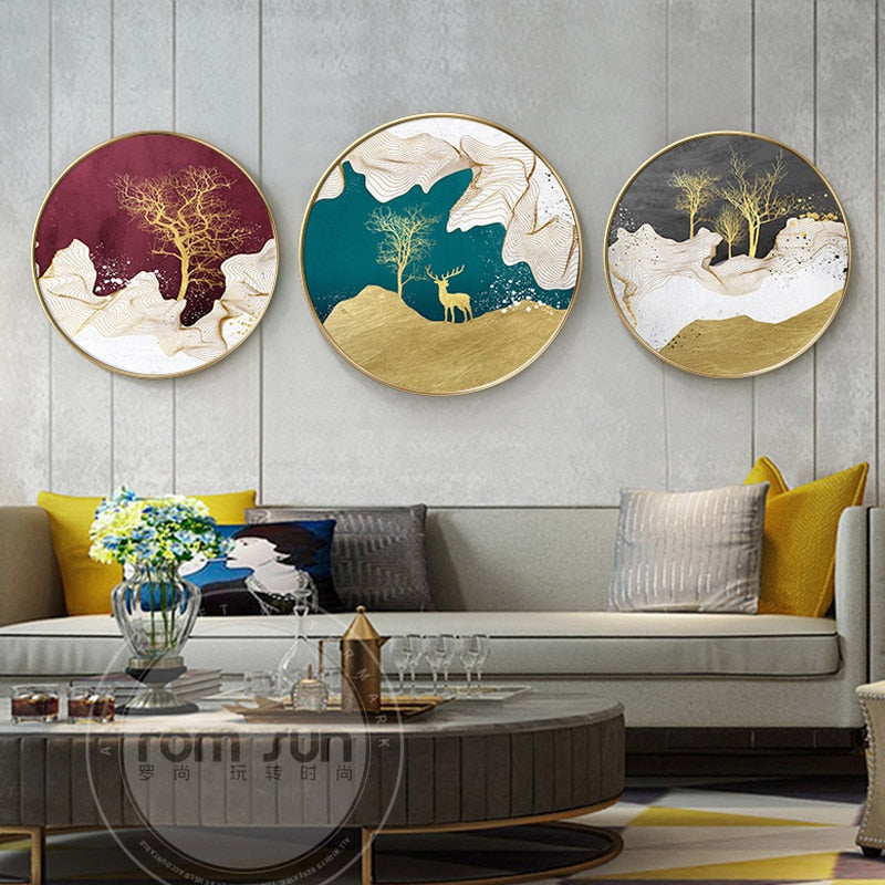 Abstract Colorful Circle Canvas Painting