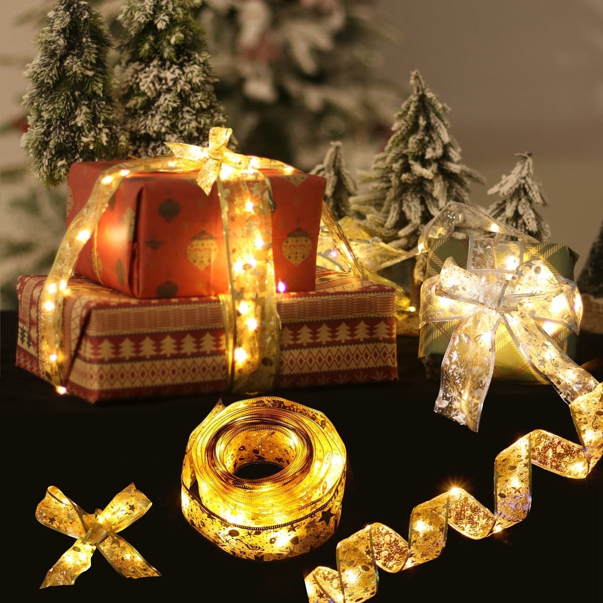 Ribbon Fairy Light Christmas Decoration Christmas Tree Ornaments For Home
