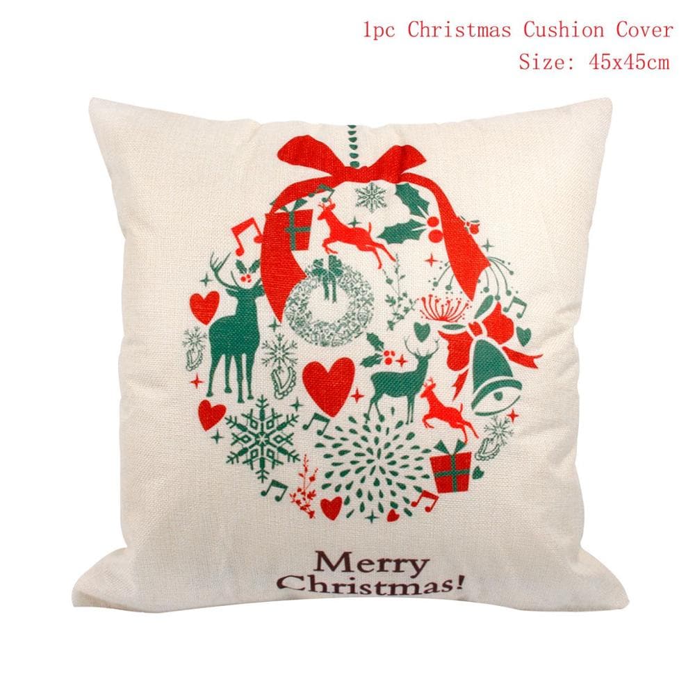 FENGRISE Cotton Linen Merry Christmas Cover Cushion - 45x45cm Size