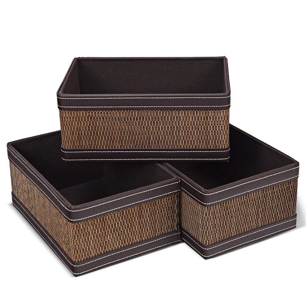 5 PCS Laundry Basket Square Bamboo Hamper Open Box Storage Bin Organizer Basket,Strong and Durable