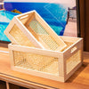 Vintage Solid Wood Storage Basket Bamboo Storage Box Desktop Toys Books Wooden Storage Box Home Organization and Storage