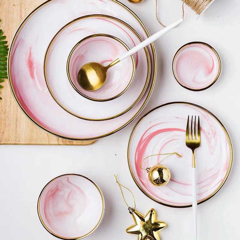 Pink Marbe Dinnerware Dinner Plates