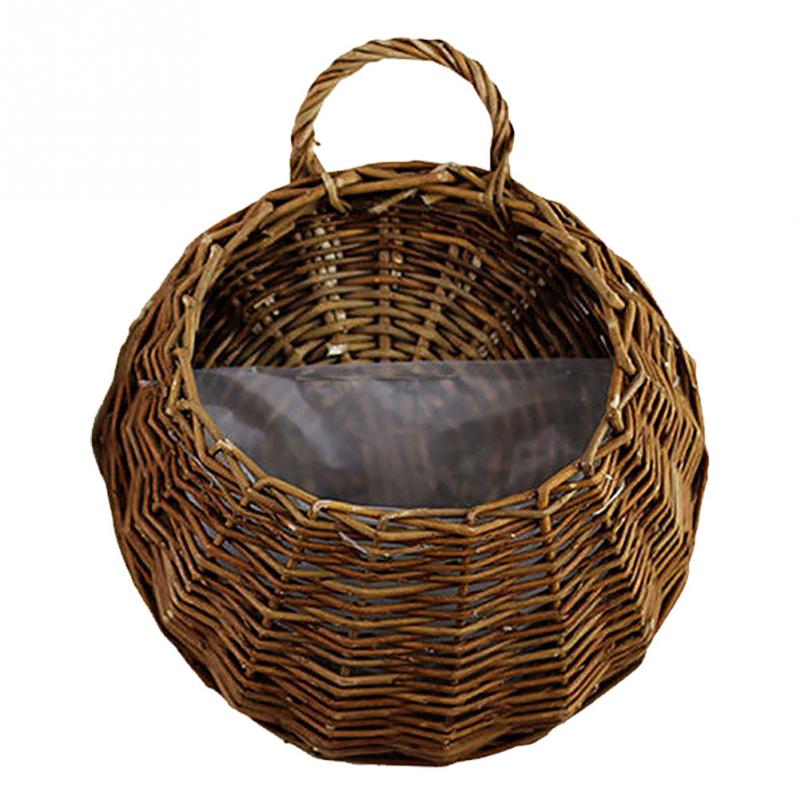 Hand Made Wicker Rattan Flower Basket Pot Planter Hanging Vase