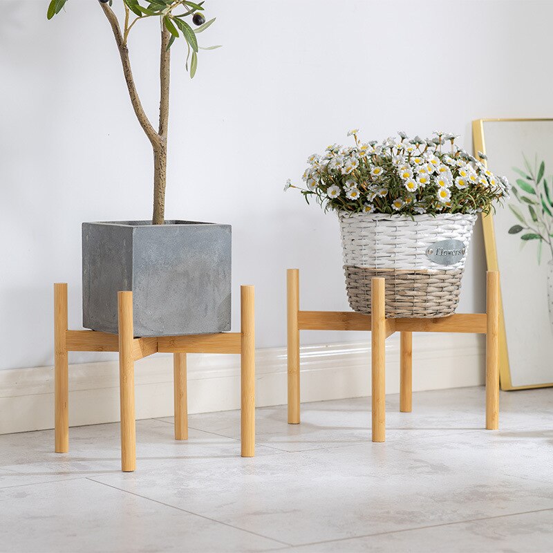 Cross Bamboo Flower Stand Home Balcony Living Room Shelf Floor-to-ceiling Bamboo Flower Pot Small Shelf