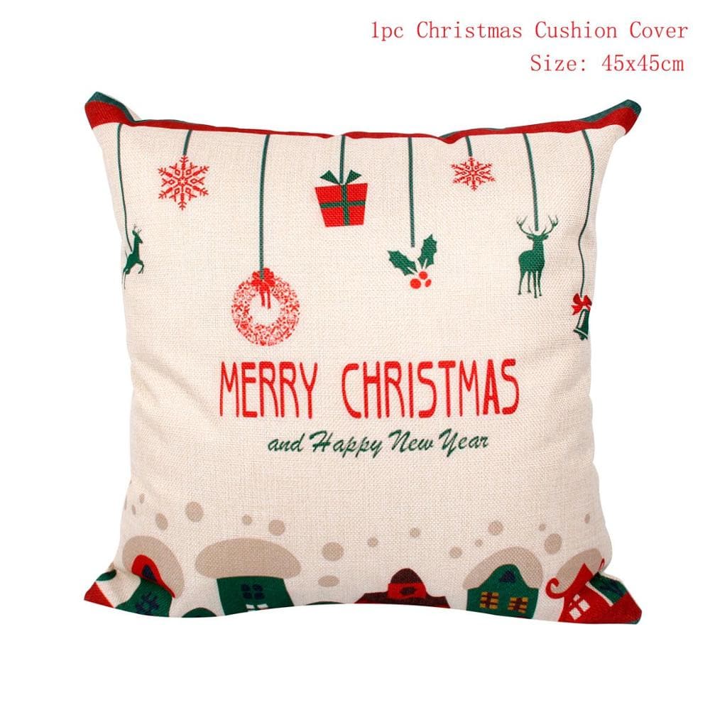 FENGRISE Cotton Linen Merry Christmas Cover Cushion - 45x45cm Size