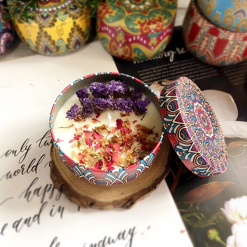 Scented Dried Flower Aromatherapy Candles for Home Decoration