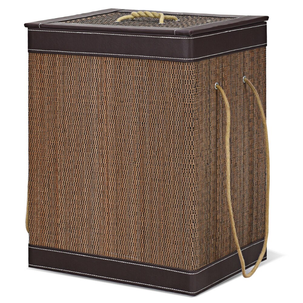 5 PCS Laundry Basket Square Bamboo Hamper Open Box Storage Bin Organizer Basket,Strong and Durable