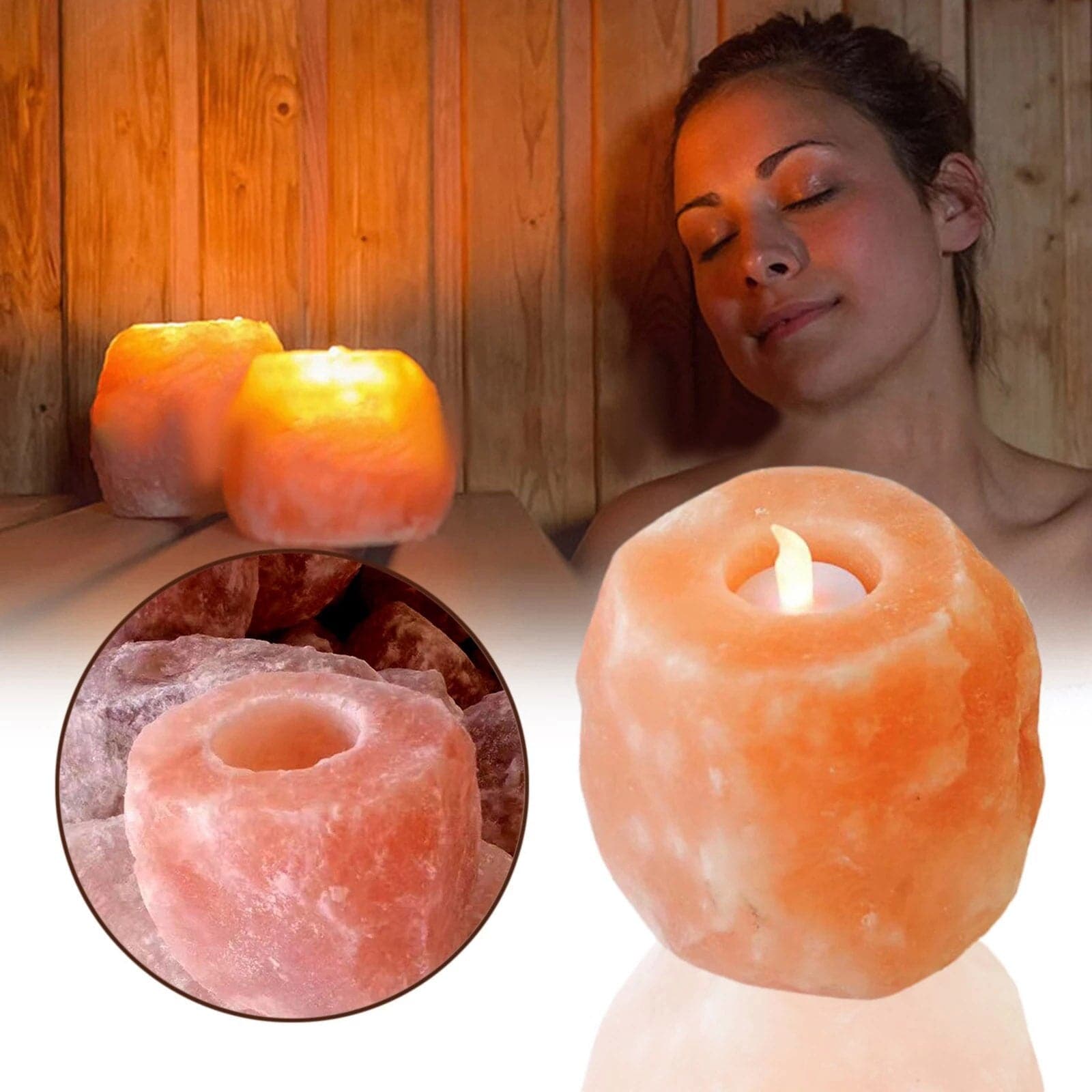 crystal Himalayan natural rock salt tea light - PapaLiving