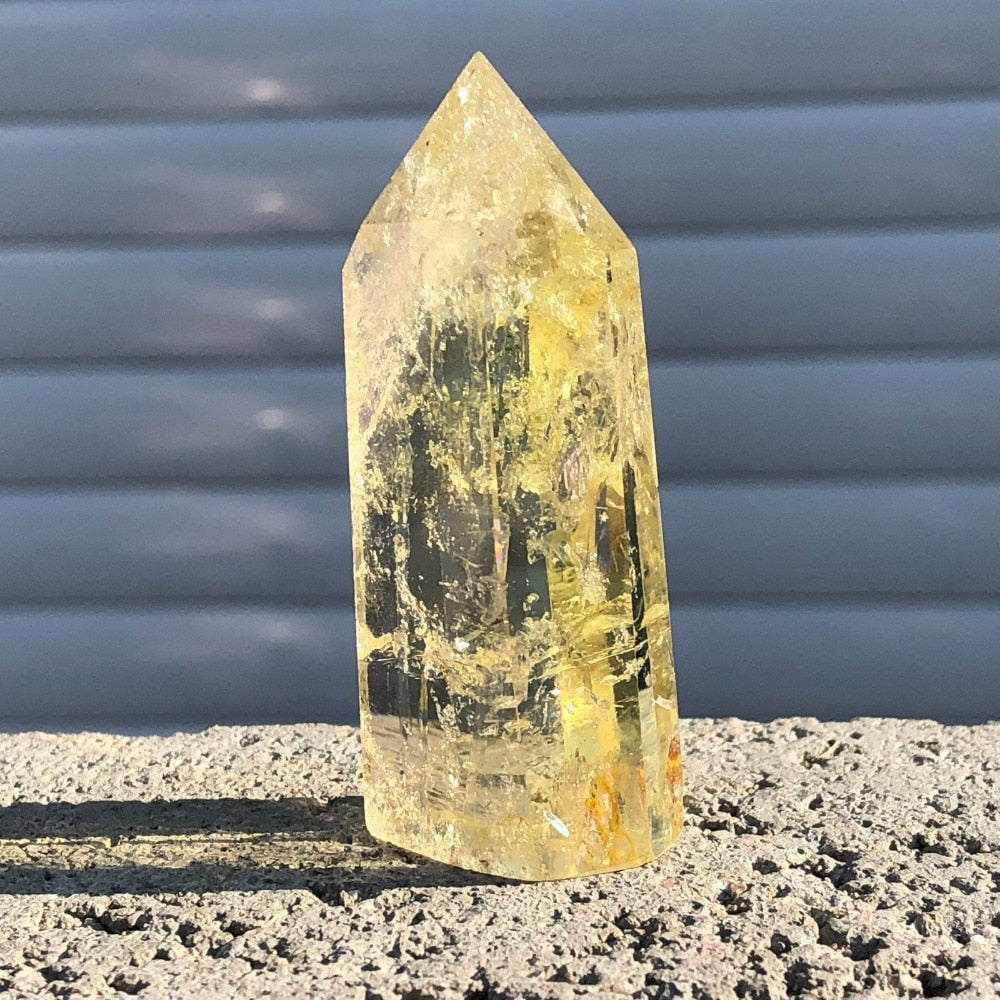 Natural Citrine Crystal Quartz Obelisk Wand Point Healing