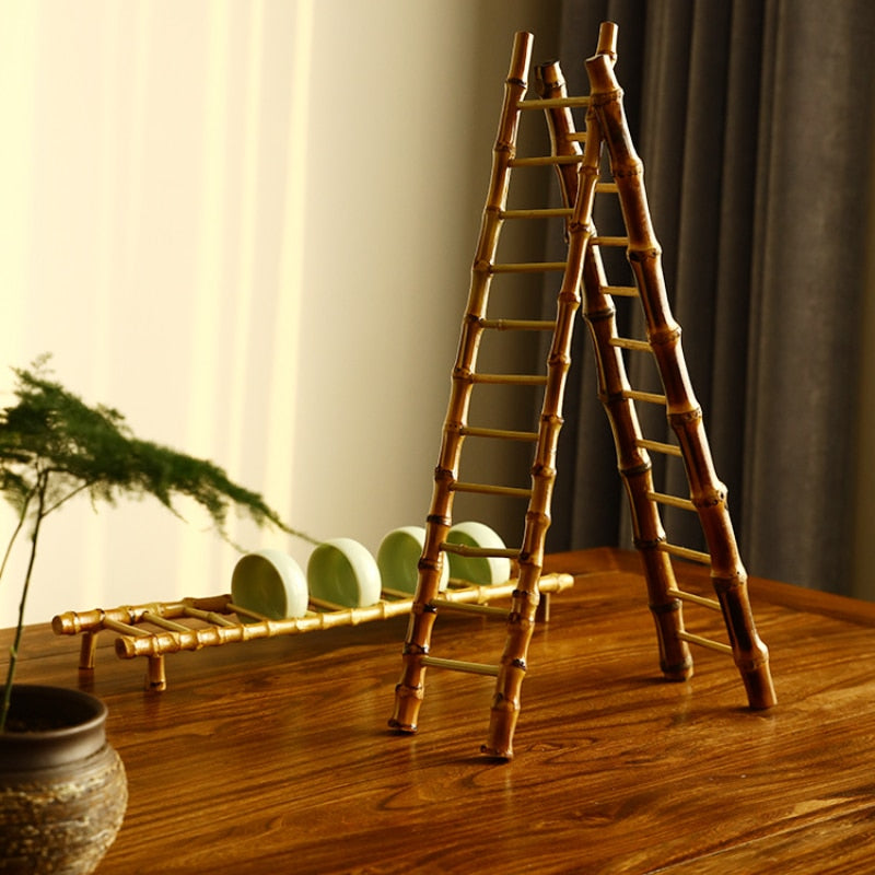 Bamboo Cup Holder Tea Ceremony Tea Art Bamboo Crafts Drain Holder Creative Bamboo Whip Ladder Tea Cup Holder