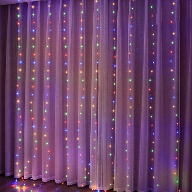 Warm white curtain fairy lights | how to hang curtain lights | papaliving
