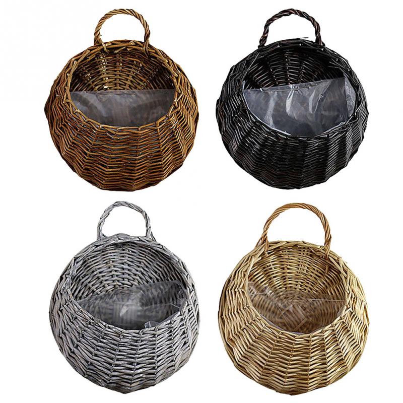 Hand Made Wicker Rattan Flower Basket Pot Planter Hanging Vase