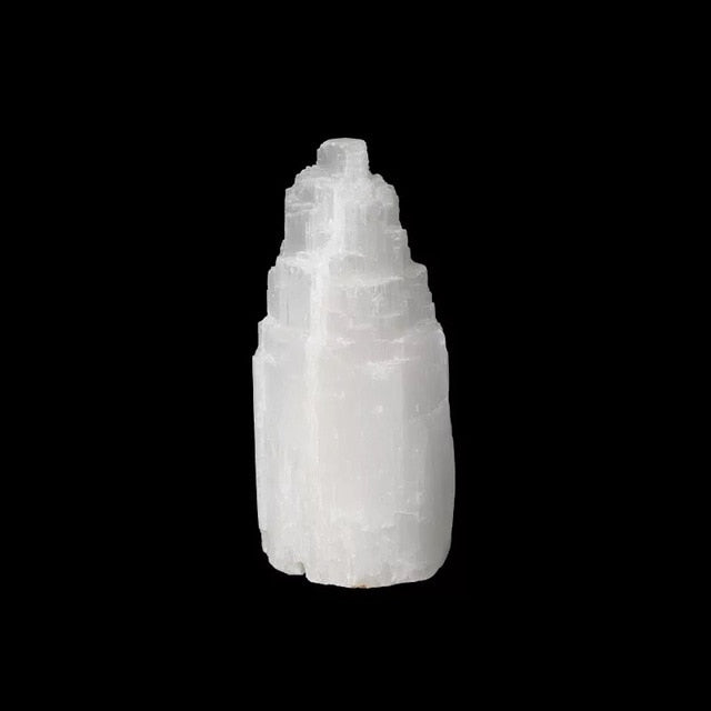 Natural quartz crystal selenite tower lamp