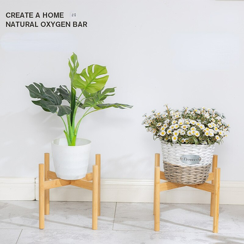 Cross Bamboo Flower Stand Home Balcony Living Room Shelf Floor-to-ceiling Bamboo Flower Pot Small Shelf
